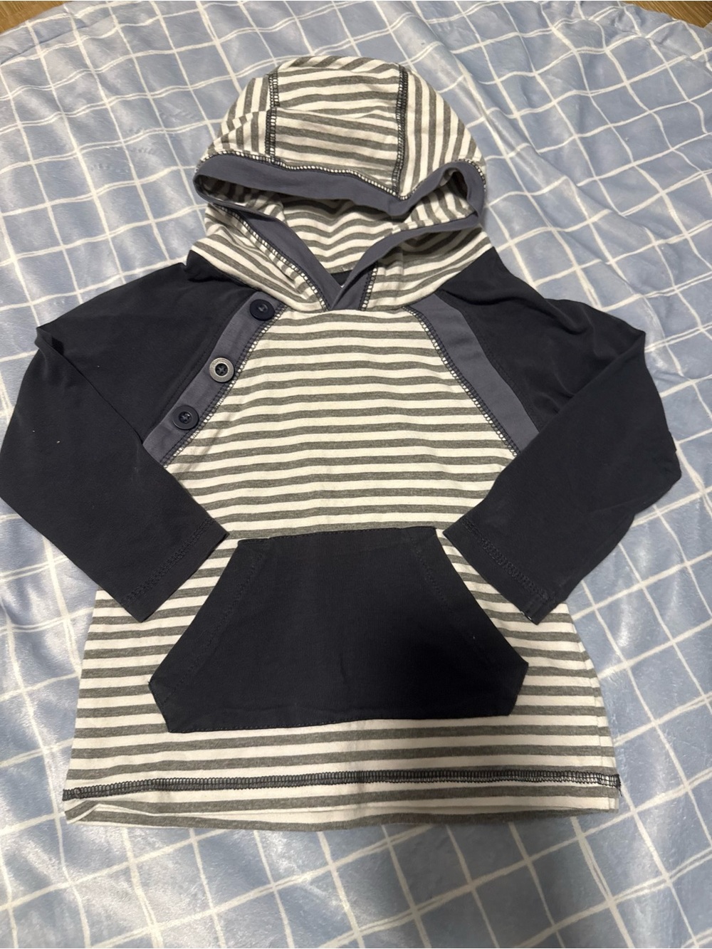 Tommy Bahama Striped Hooded Pullover in Navy & Gray